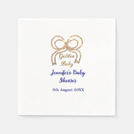 ゴールデンベビーグリッターボー王室のブルーベビーシャワー スタンダードカクテルナプキン