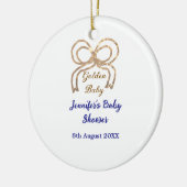 ゴールデンベビーグリッターボー王室のブルーベビーシャワー セラミックオーナメント (左)