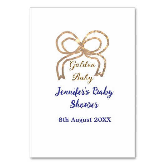 ゴールデンベビーグリッターボー王室のブルーベビーシャワー テーブルナンバー (正面)