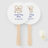 ゴールデンベビーグリッターボー王室のブルーベビーシャワー ハンドファン (正面&裏面)