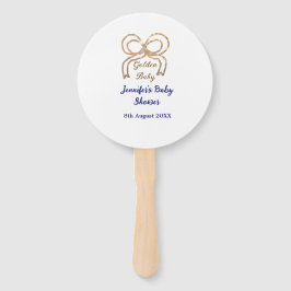 ゴールデンベビーグリッターボー王室のブルーベビーシャワー ハンドファン