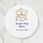 ゴールデンベビーグリッターボー王室のブルーベビーシャワー フェイバータグ (裏面)