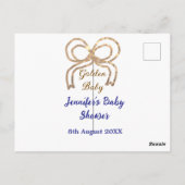 ゴールデンベビーグリッターボー王室のブルーベビーシャワー ポストカード (裏面)