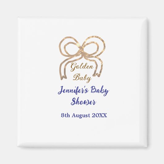 ゴールデンベビーグリッターボー王室のブルーベビーシャワー マグネット (正面)