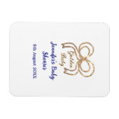 ゴールデンベビーグリッターボー王室のブルーベビーシャワー マグネット (横)