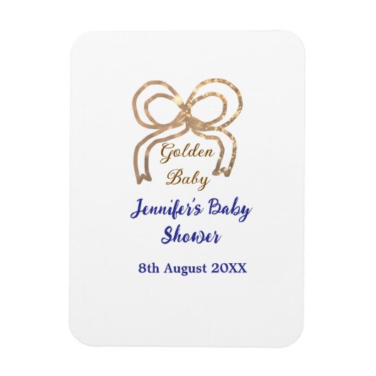 ゴールデンベビーグリッターボー王室のブルーベビーシャワー マグネット (縦)