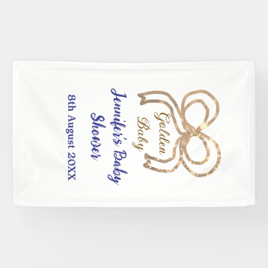 ゴールデンベビーグリッターボー王室のブルーベビーシャワー 横断幕 (横)