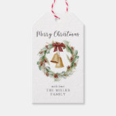 ゴールデンベルが咲くメリークリスマスの葉リース ギフトタグ (正面)