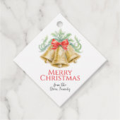 ゴールデンベルと赤い弓の水色クリスマス フェイバータグ (正面)