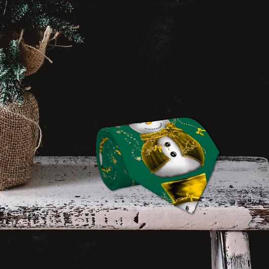 ゴールデンベルベットスノーマンクリスマス ネクタイ