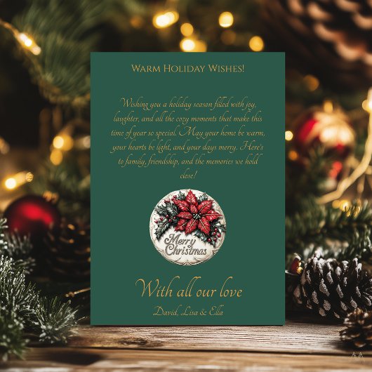 ゴールデンベル付きヴィンテージクリスマスグリーティングカード 招待状