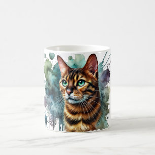 ゴールデンベンガル猫の水色 コーヒーマグカップ