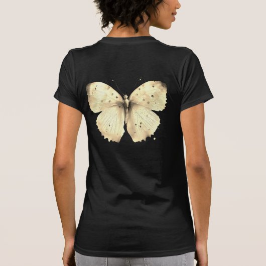 ゴールデンベージュバタフライ女子Tシャツ Tシャツ (裏面)