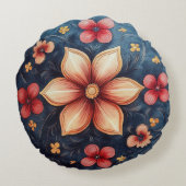 ゴールデンペタルメダリオンラウンドフローラ装飾用クッション ラウンドクッション (裏面)