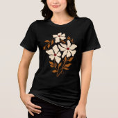 ゴールデンペタル 女性用 抽象的フラワーロンTシャツ トライブレンドTシャツ (正面)