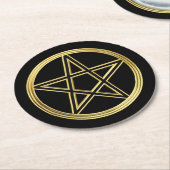ゴールデンペンタグラム ラウンドペーパーコースター (アングル)