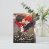 ゴールデンホモダンリデーフォトクリスマスグリーティング ポストカード (スタンド正面)