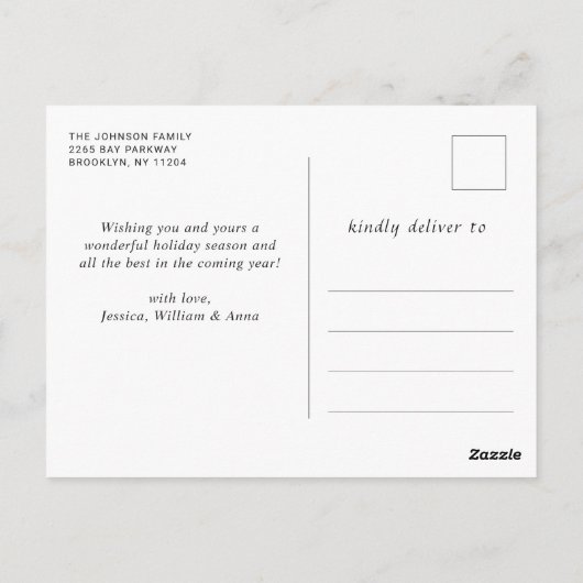 ゴールデンホモダンリデーフォトクリスマスグリーティング ポストカード (裏面)