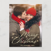 ゴールデンホモダンリデーフォトクリスマスグリーティング ポストカード (正面)