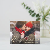 ゴールデンホモダンリデーフォトクリスマスグリーティング ポストカード (スタンド正面)