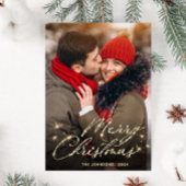 ゴールデンホモダンリデーフォトクリスマスグリーティング ポストカード