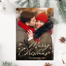 ゴールデンホモダンリデーフォトクリスマスグリーティング