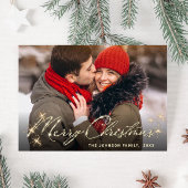 ゴールデンホモダンリデーフォトクリスマスグリーティング ポストカード