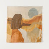 ゴールデンホライゾン – 抽象芸術デザートウーマン タペストリー (正面)