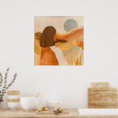 ゴールデンホライゾン – 抽象芸術デザートウーマン ポスター (キッチン)