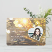 ゴールデンホリデーハートフォト悔やみや弔慰サンキューカード 招待状 (スタンド正面)