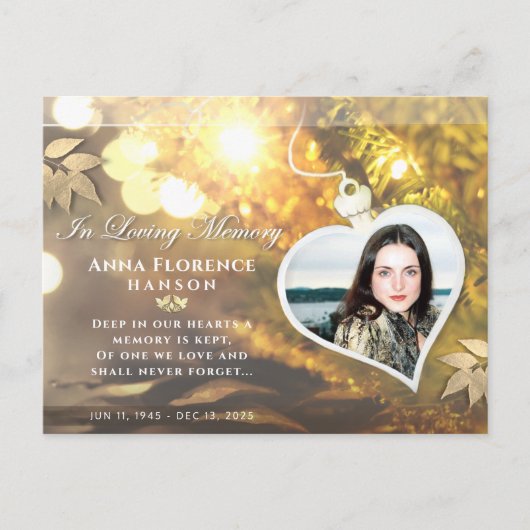 ゴールデンホリデーハートフォト感謝してい悔やみや弔慰ポストカード ポストカード (正面)