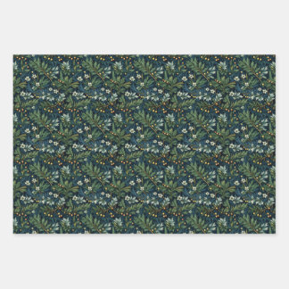 ゴールデンホリーと冬の葉 ラッピングペーパーシート