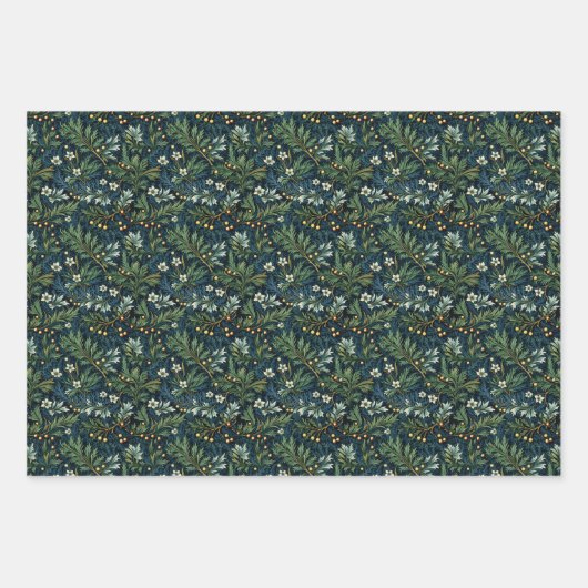 ゴールデンホリーと冬の葉 ラッピングペーパーシート (正面)