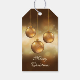 ゴールデンホワイトクリスマスオーナメントと黄色のぼかし ギフトタグ