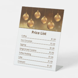 ゴールデンホワイトクリスマスオーナメント価格表 台座サイン