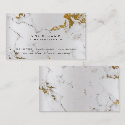 ゴールデンホワイトグレー大理石VIPパール銀 名刺 (正面/裏面)