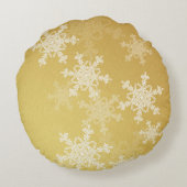 ゴールデンホワイトスノーフレークミニマリスクリスマス ラウンドクッション (裏面)