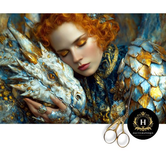 ゴールデンホワイトドラゴンファンタジークイーンデコップアート 薄葉紙