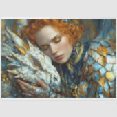 ゴールデンホワイトドラゴンファンタジークイーンデコップアート 薄葉紙 (正面)