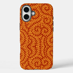 ゴールデンホワイト+イエローリーフ+フラワー柄 iPhone 16 PLUSケース