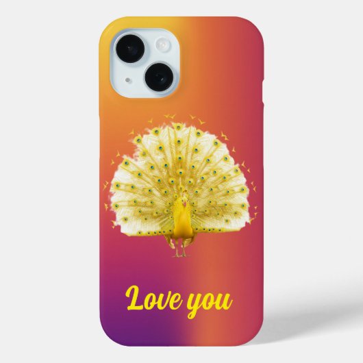 ゴールデンホワイト ロイヤルピーコック ラブユー 記念日 Case-Mate iPhoneケース (裏面)