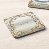 ゴールデンホワ華美イト花懸命プラスチックコースター コースター (左側)