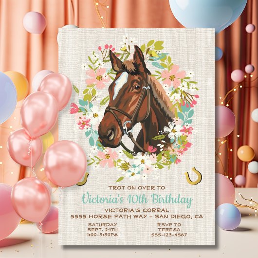 ゴールデンホースシューのリース 馬 誕生日パーティー 招待状