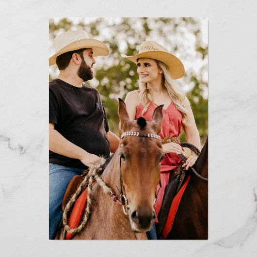 ゴールデンホースシューモノグラムヒマワリ結婚ズウッド 箔招待状 (裏面)