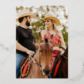 ゴールデンホースシュー赤面ヒマワリ結婚ス写真 箔招待状 (裏面)