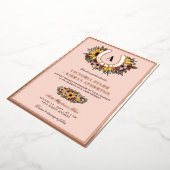 ゴールデンホースシュー赤面ヒマワリ結婚ス写真 箔招待状 (回転した状態)