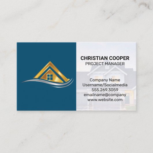 ゴールデンホームロゴ | 実在不動産 名刺 (正面)