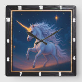 ゴールデンホーンユニコーンスターリージャーニー スクエア壁時計 (正面)