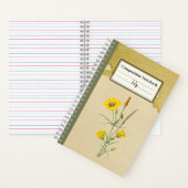 ゴールデンボウルマリポサフラワーカンプパーソナライズされたメント ノートブック (内側)