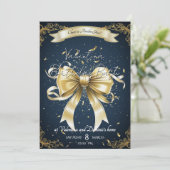 ゴールデンボウ誕生日 | エレガントお祝い 招待状 (スタンド正面)